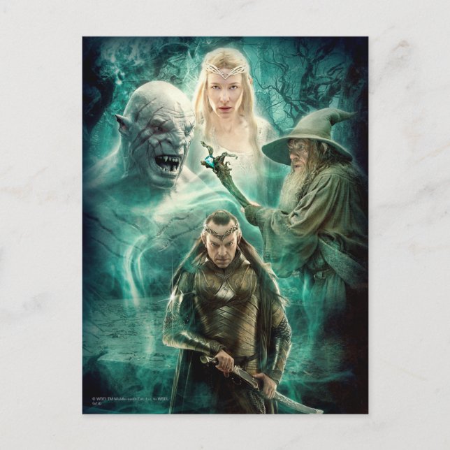 Cartão Postal ELROND™, Azog, Galadriel e Gráfico Gandalf (Frente)