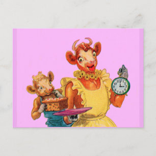 Cartão Postal Elsie, a vaca e a filha Beulah - É o tempo do bol