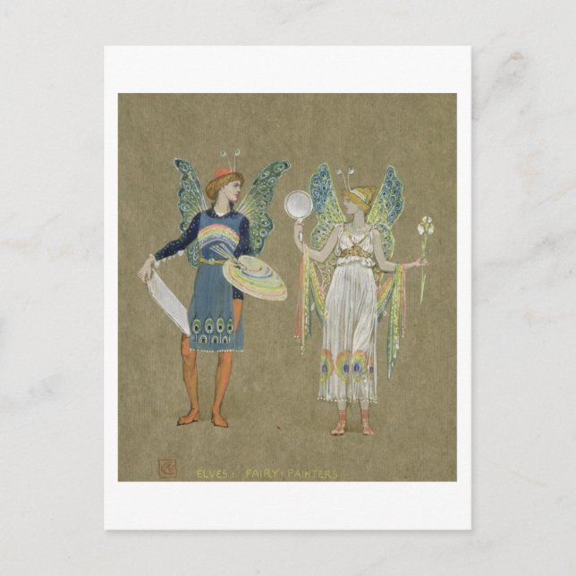 Cartão Postal Elves e Fairy Painters, do "Snowman" 1899 (Frente)