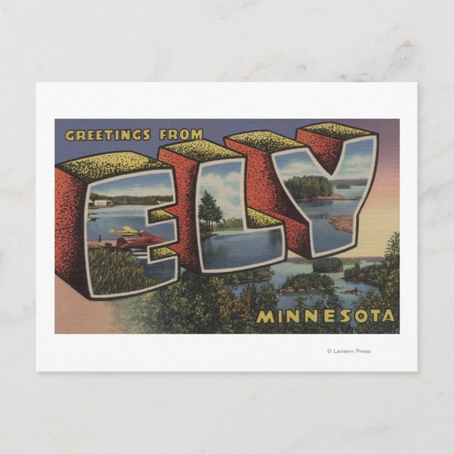Cartão Postal Ely, MinnesotaLarge - Letra ScenesEly, MN (Frente)