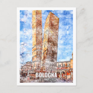 Cartão postal em aquarela de local de viagem em Bo