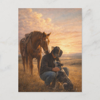 Cartão Postal Em Boa Companhia | Cavalo de Cowboy e Cachorro | C