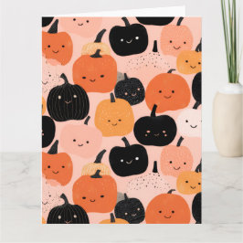 Cartão Postal em Branco do Halloween com Abóbora