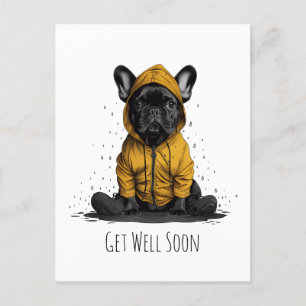 Cartão Postal Em breve, o Bulldog Francês Vestindo o Raincoat
