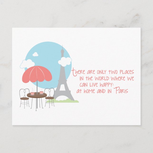 Cartão Postal Em casa ou em Paris (Frente)