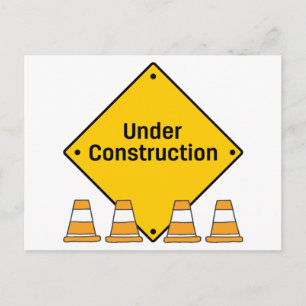 Cartão Postal Em Construção com Cones
