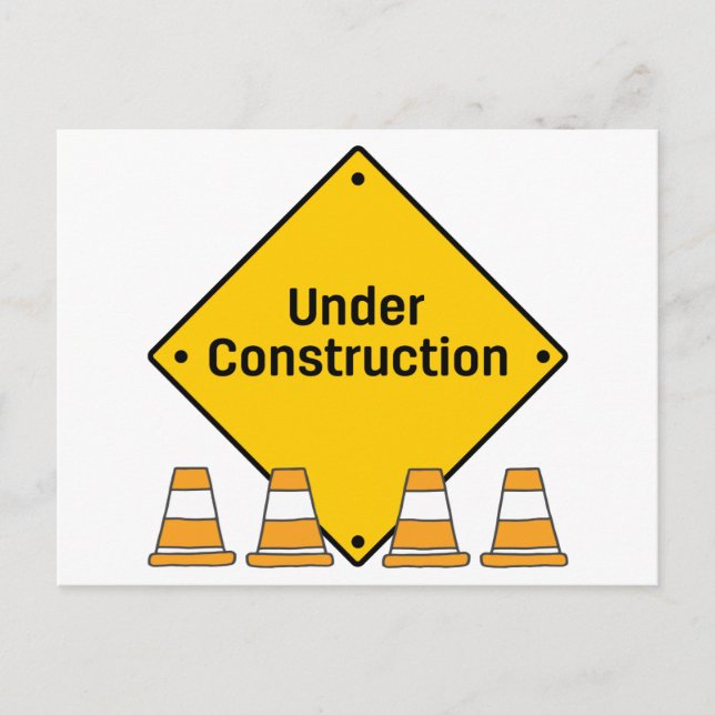 Cartão Postal Em Construção com Cones (Frente)
