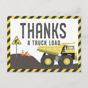 Cartão Postal Em Construção, Dump Truck Birthday Obrigado