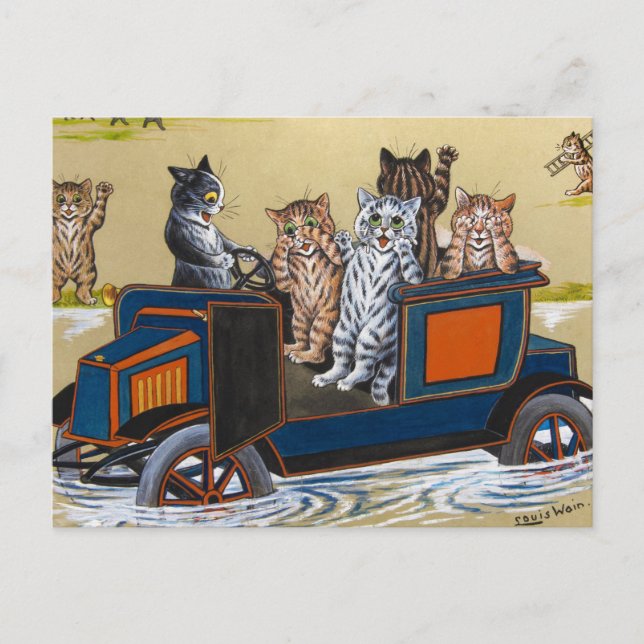 Cartão Postal Em Deep Water de Louis Wain (Frente)