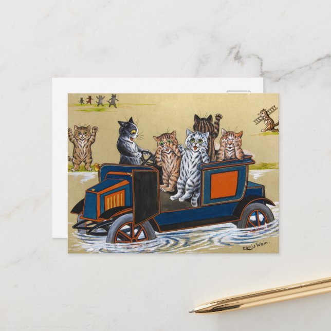 Cartão Postal Em Deep Water de Louis Wain (Frente/Verso In Situ)