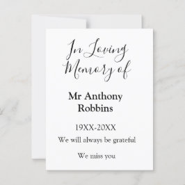 Cartão Postal Em memória amorosa de nome lembrança funeral