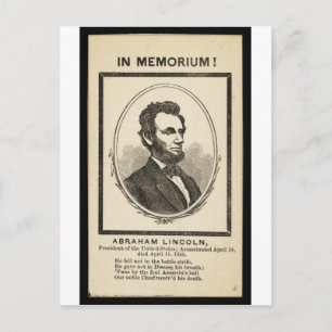 Cartão Postal Em Memoriam! Abraham Lincoln, Presidente da União