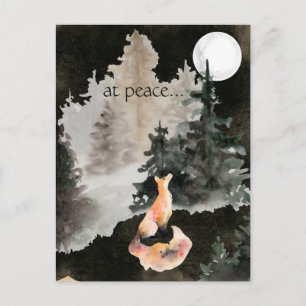Cartão Postal em paz ~ Fox e Full Moon Woodland