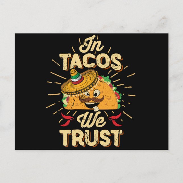 Cartão Postal Em Taco Confiamos em Taco Terça-feira Cinco de May (Frente)