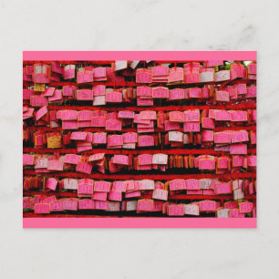 Cartão Postal Ema Japonês Rosa Brilhante