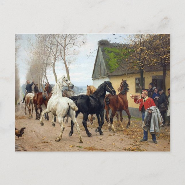 Cartão Postal Embalagem de cavalos cerca de 1878 (Frente)