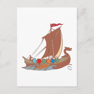 Cartão Postal Embarcação de dragões de vikings de Drachenboot