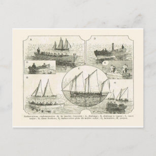 Cartão Postal Embarcar uma nave naval, século XIX