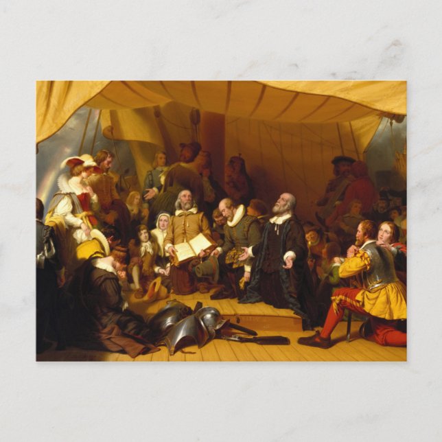 Cartão Postal Embarkation of the Pilgrims by Robert Walter Weir (Frente)