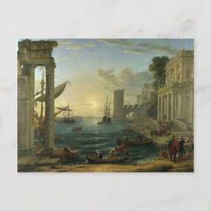 Cartão Postal Embarque da Rainha de Sabá - Claude Lorrain