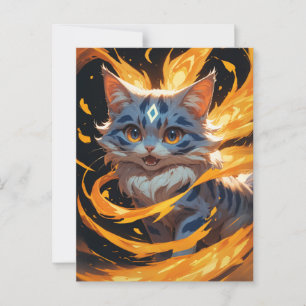 Cartão Postal Ember Arcana: A Familiar de Kitten Flamebound