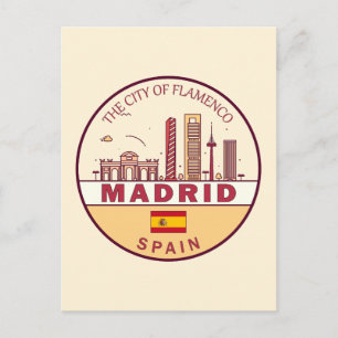 Cartão Postal Emblem de Skyline da Cidade da Espanha de Madrid