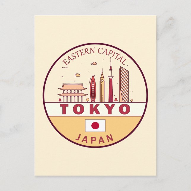 Cartão Postal Emblem Skyline Cidade do Japão em Tóquio (Frente)