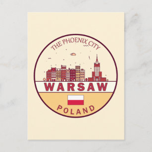 Cartão Postal Emblem Skyline da Cidade de Varsóvia