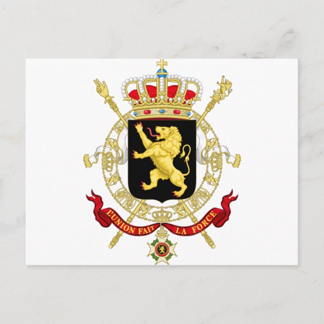 Cartão Postal Emblema belga - Casaco de armas da Bélgica (Frente)