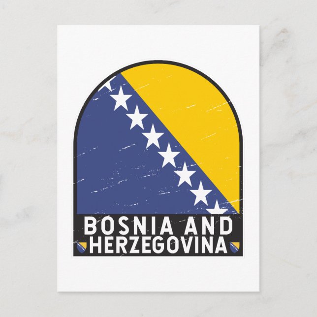 Cartão Postal Emblema da Bandeira da Bósnia e Herzegovina Afetad (Frente)