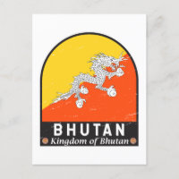 Emblema da Bandeira do Butão Distressed Vintage