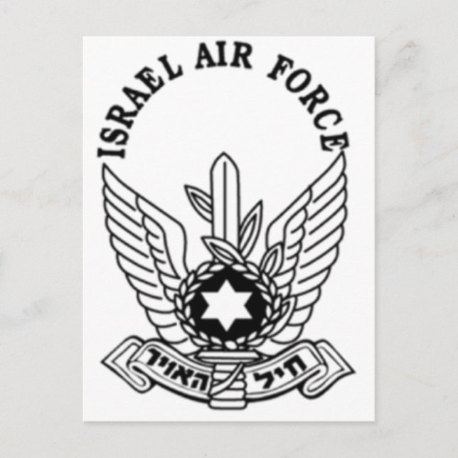 Cartão Postal Emblema da Força Aérea ZAHAL do Exército Israelita (Frente)