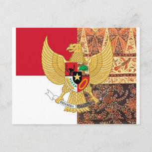 Cartão Postal Emblema da Indonésia - Bandeira de Garuda Pancasi