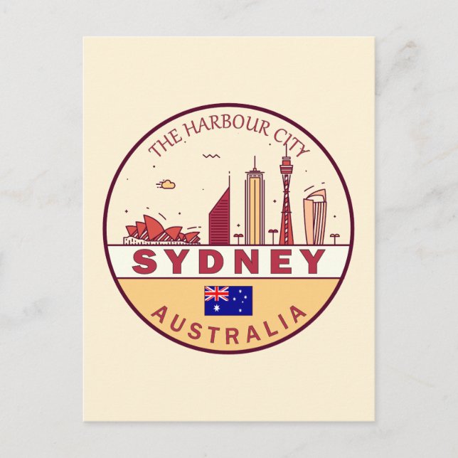 Cartão Postal Emblema da paisagem urbana da cidade da Austrália  (Frente)