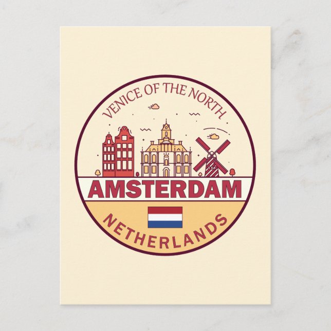 Cartão Postal Emblema da paisagem urbana da cidade de Amsterdã H (Frente)
