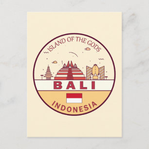 Cartão Postal Emblema da paisagem urbana da cidade de Bali Indon