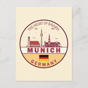 Cartão Postal Emblema da paisagem urbana da cidade de Munique na
