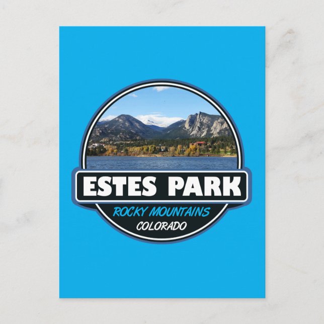Cartão Postal Emblema de arte de viagem Estes Park Colorado (Frente)