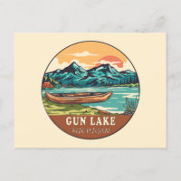 Emblema de Pesca do Barco do Lago de Gun Michigan