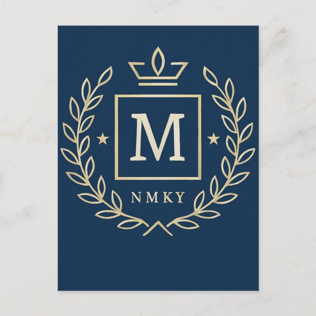 Cartão Postal "Emblema Real NMKY – Design de Brasão com Monogram (Frente)