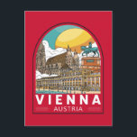 Cartão Postal Emblema Retro de Viagem Viena Áustria<br><div class="desc">Design retro de viagem de Viena em estilo de emblema. Seu legado artístico e intelectual foi moldado por residentes como Mozart,  Beethoven e Sigmund Freud.</div>