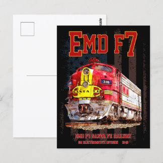 Cartão Postal EMD F7 Santa Fe Warbonnet with American Flag.