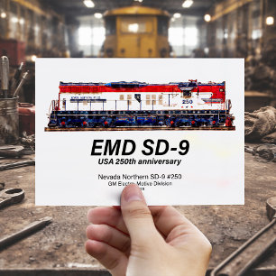 Cartão Postal EMD SD-9 USA Locomotiva Comemorativa do 250º Anive