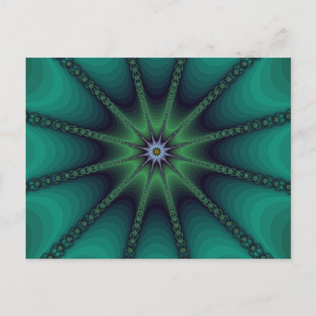 Cartão Postal Emerald Fractal Starburst (Frente)