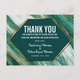 Cartão Postal Emerald Green Dourada Abstrato Agate Marble Obriga