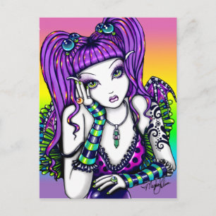 Cartão Postal "Emily" Bola de Cristal Celestial Arco-íris Fada