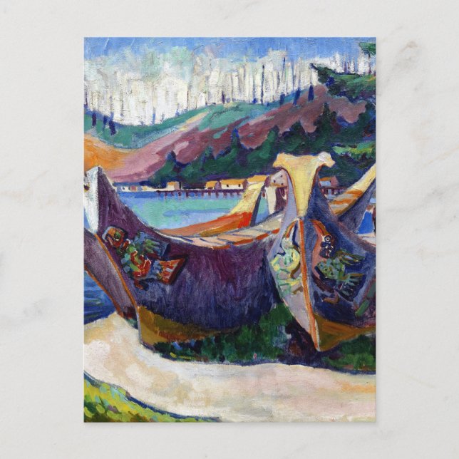 Cartão Postal  Emily Carr Painting Native Canadian War Canoes Po (Frente)