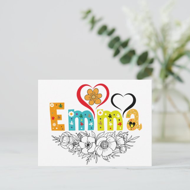 Cartão Postal Emma Name Personalizado para a mulher Nomeada Emma (Em pé/Frente)