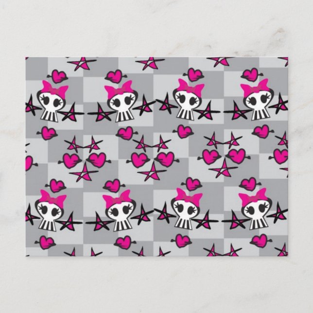 Cartão Postal Emo Skulls Pattern (Frente)
