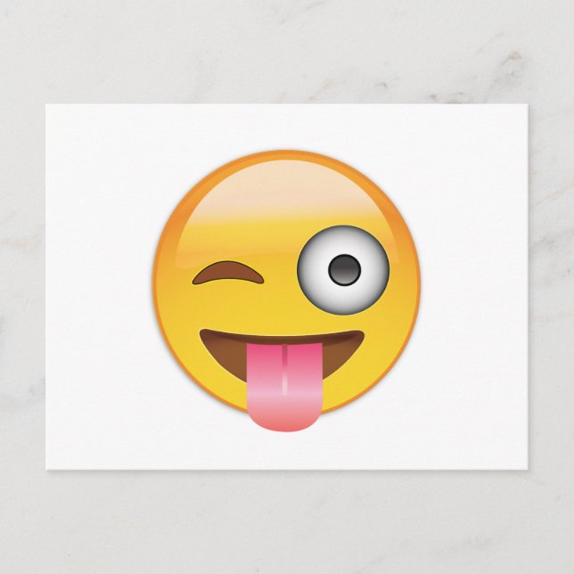 Cartão Postal Emoji - cara com língua (Frente)